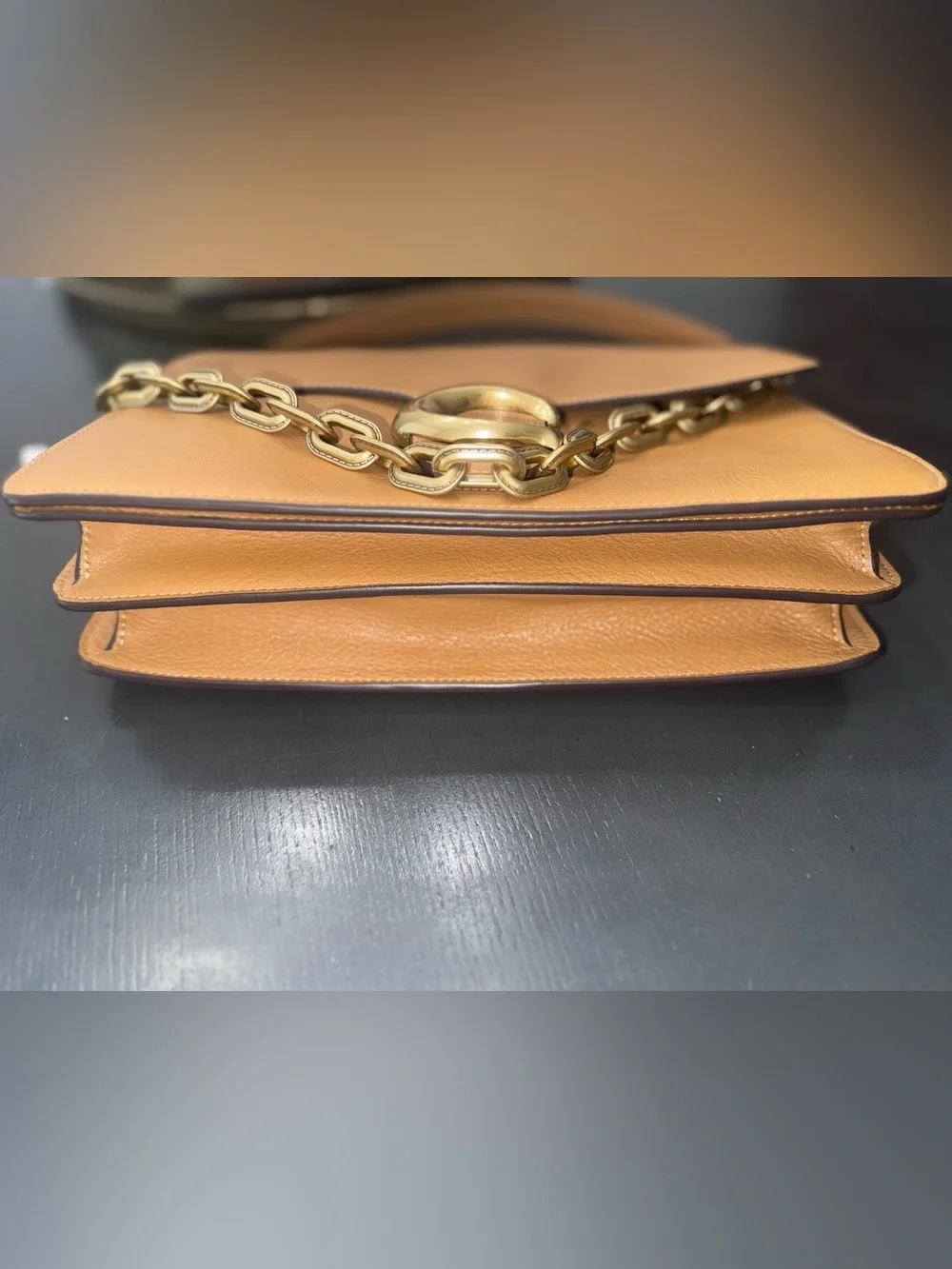 Coach Brown Leather Shoulder Bag with Gold Hardware - Picture 14 of 15